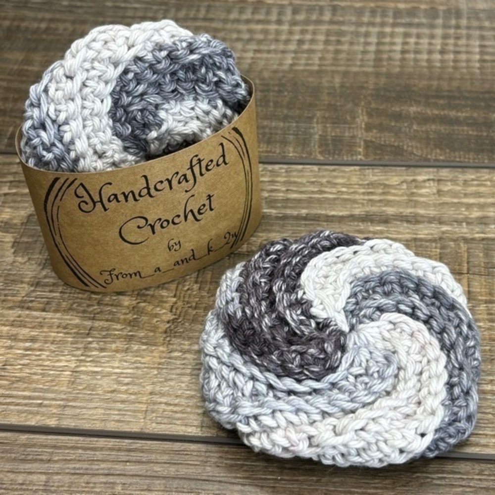Handcrafted Crochet Spiral Tawashi Bath Scrubbies Set Cotton‎ Yarn Handmade